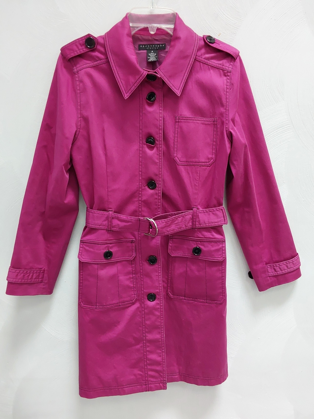Apostrophe Raspberry Pink Trench Coat with Belt 4